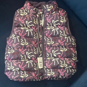 GAP Girls Puffer Vest in Purple with Pink & Yellow Bow Print
